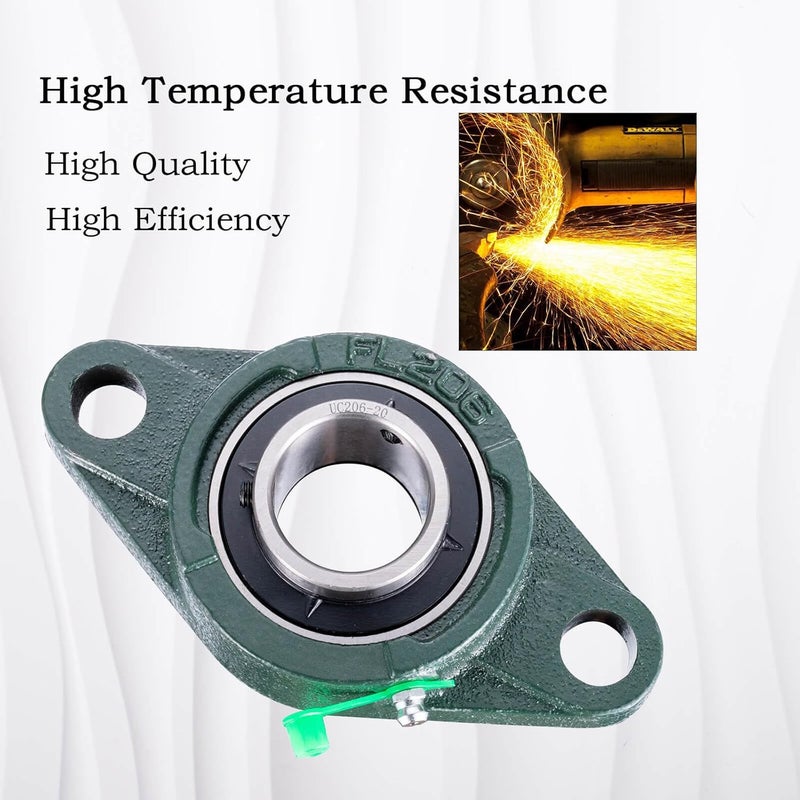 SHINICO Pillow Block Bearing 1 1/4 inch Shaft Bore, Flange Mounted UCFL206-20, Solid Cast Iron Base, Swamp Cooler Parts, Self-Aligning, 2Pack - Image 5